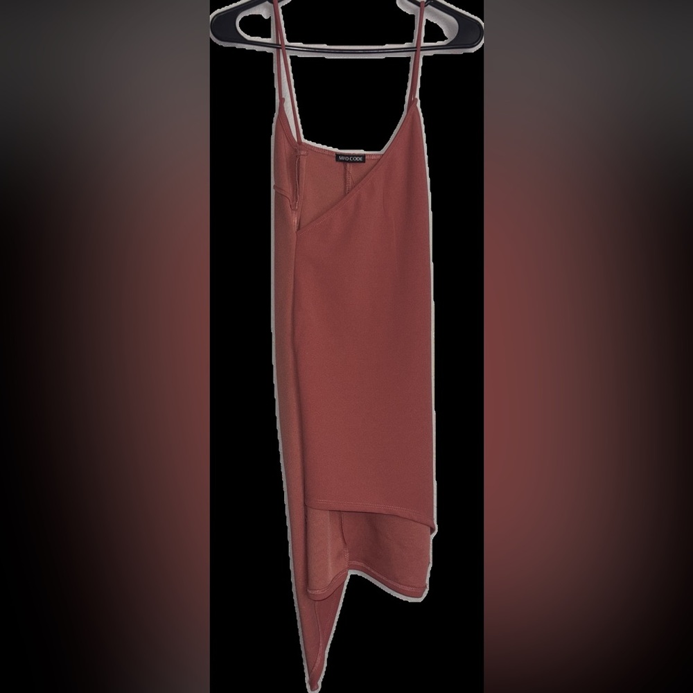 Vintage desert orange spaghetti strap top asymmetric fit ruffled back MIND CODE!